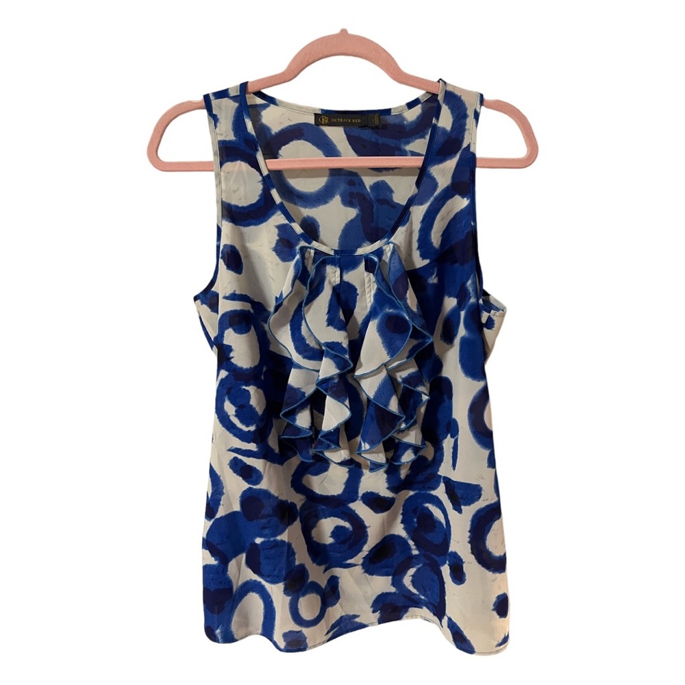 Blue & White Ruffle Tank Top
